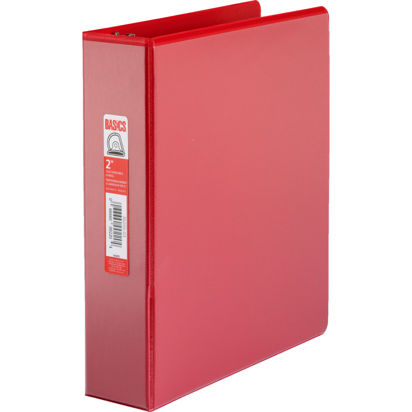 Basics Ring Binder 2" D-Ring Red
