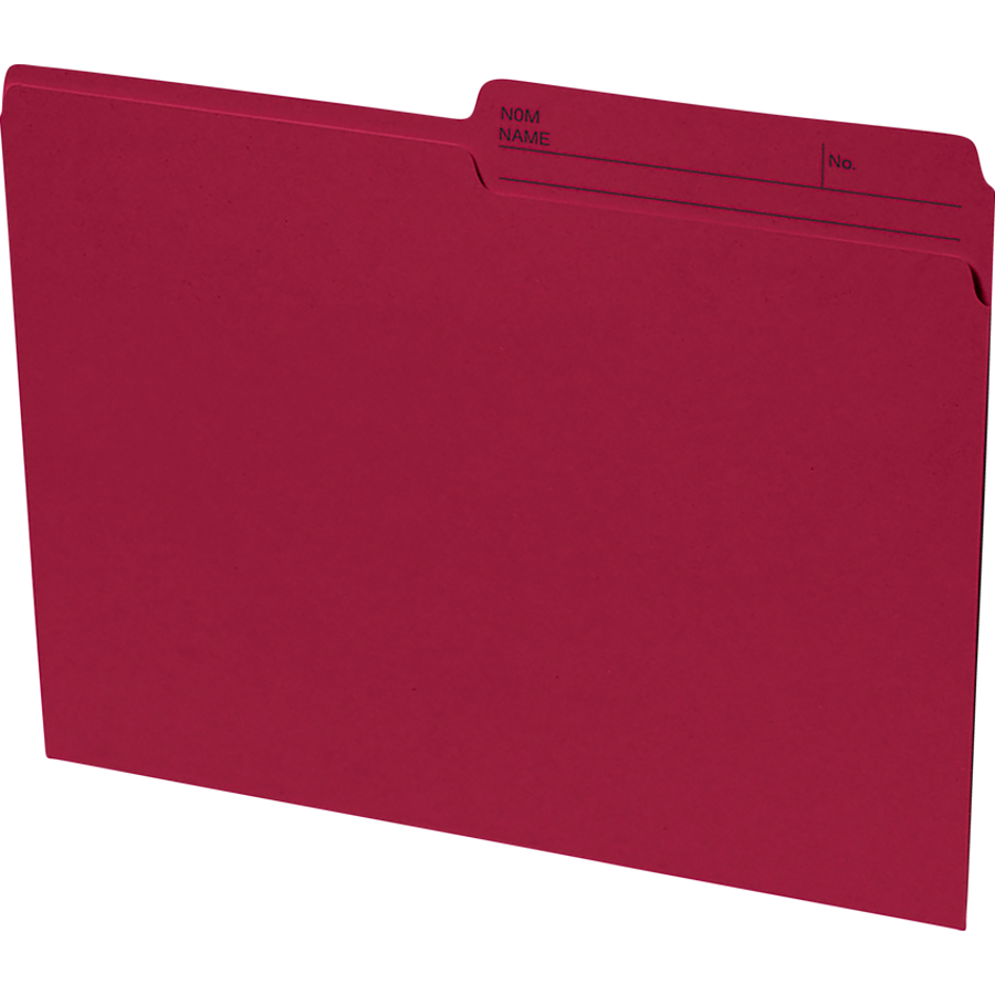 Basics Reversible File Folders - Letter, 1/2-Cut Tab, Box of 100 - Burgundy