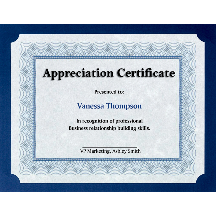 St. James Presentation Certificate Holder — Blue, Pack of 25