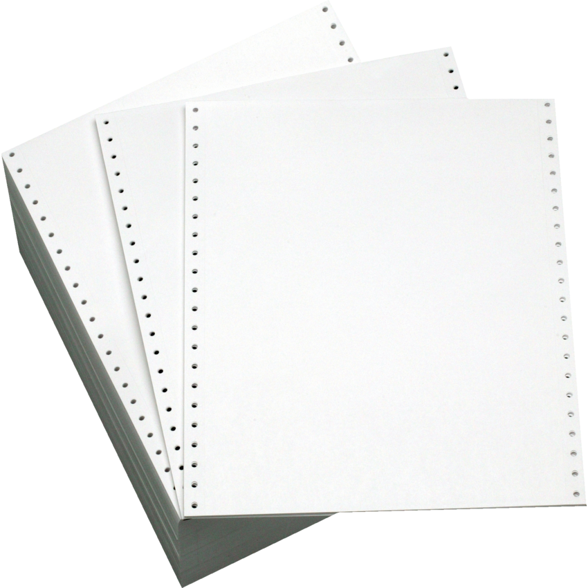 Continuous Feed Computer Paper — 9.5 x 11 in, 20 lb, White, 2700 Sheets