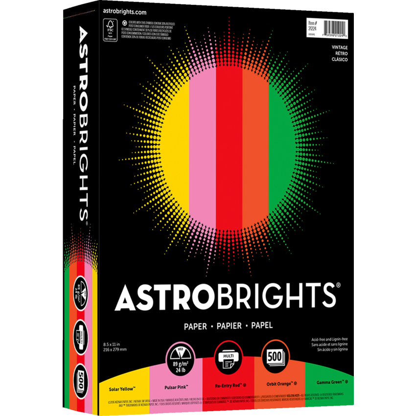 PAPIER, ASTRO 24 lb 21,6 x 27,9 cm*ASSORTI