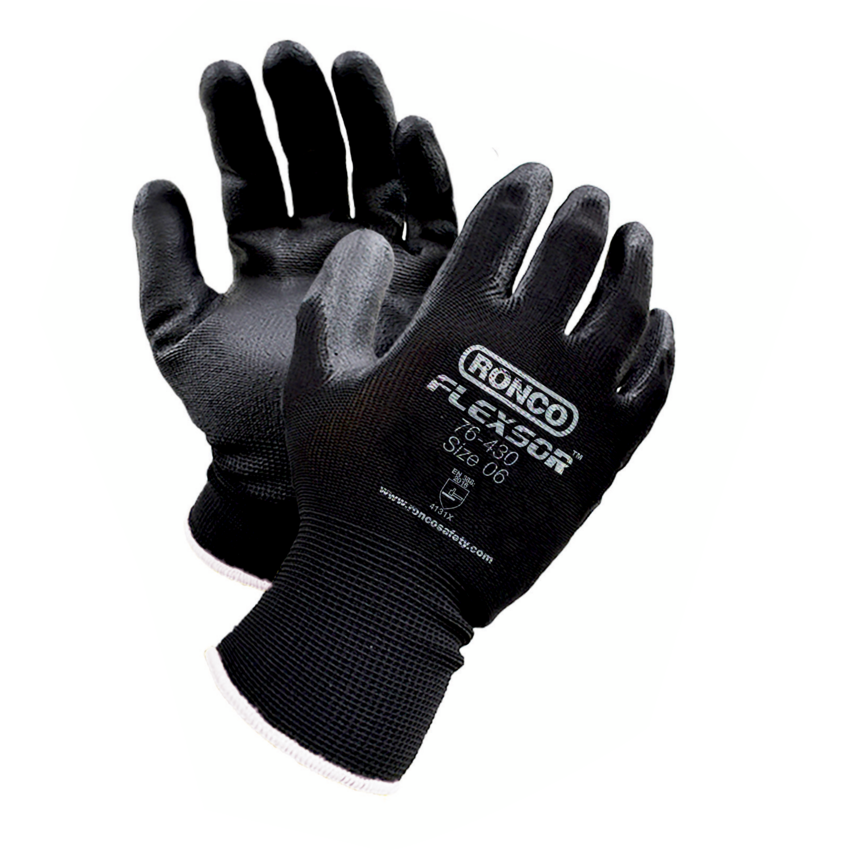 Ronco Flexsor Nitrile Palm-Coated Gloves — X-Small, 12-Pack