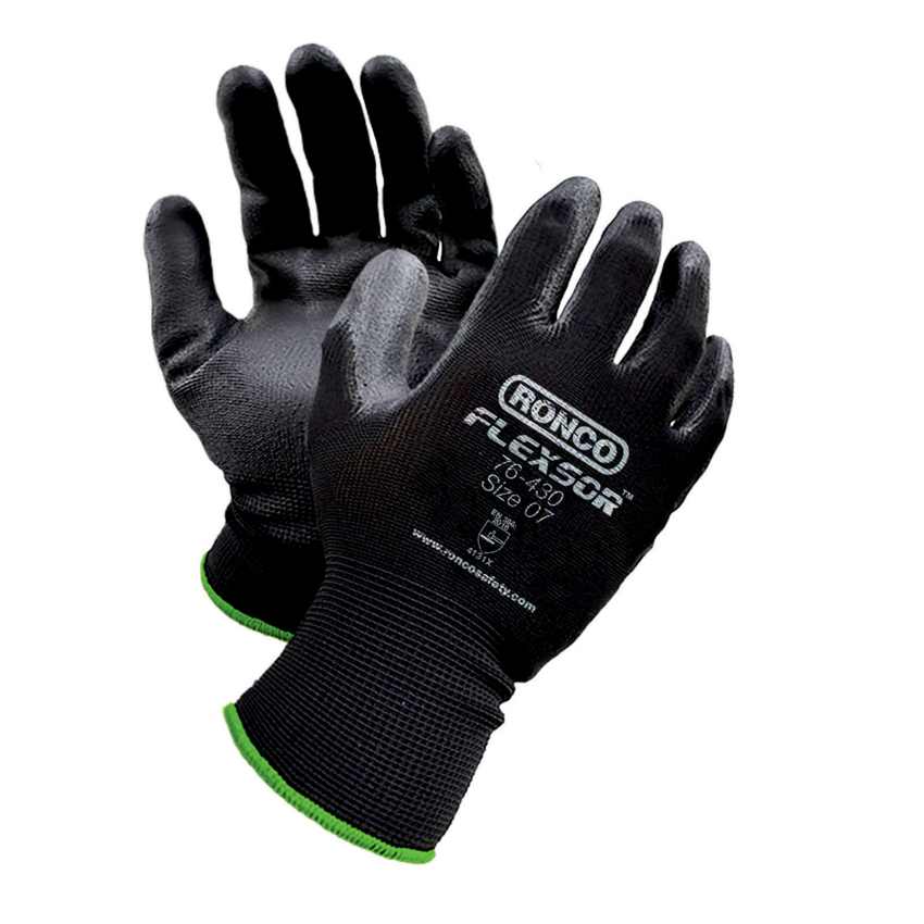 Ronco Flexsor Nitrile Palm-Coated Gloves — Small, 12-Pack