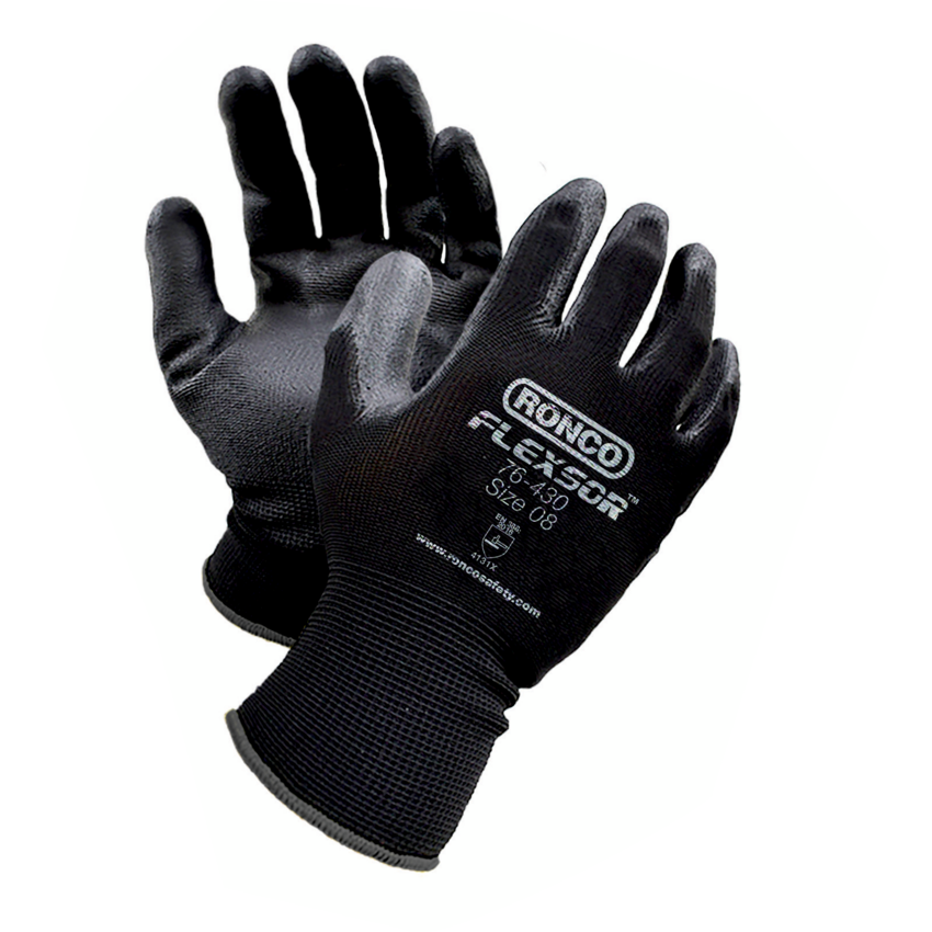 Ronco Flexsor Nitrile Palm-Coated Gloves — Medium, 12-Pack