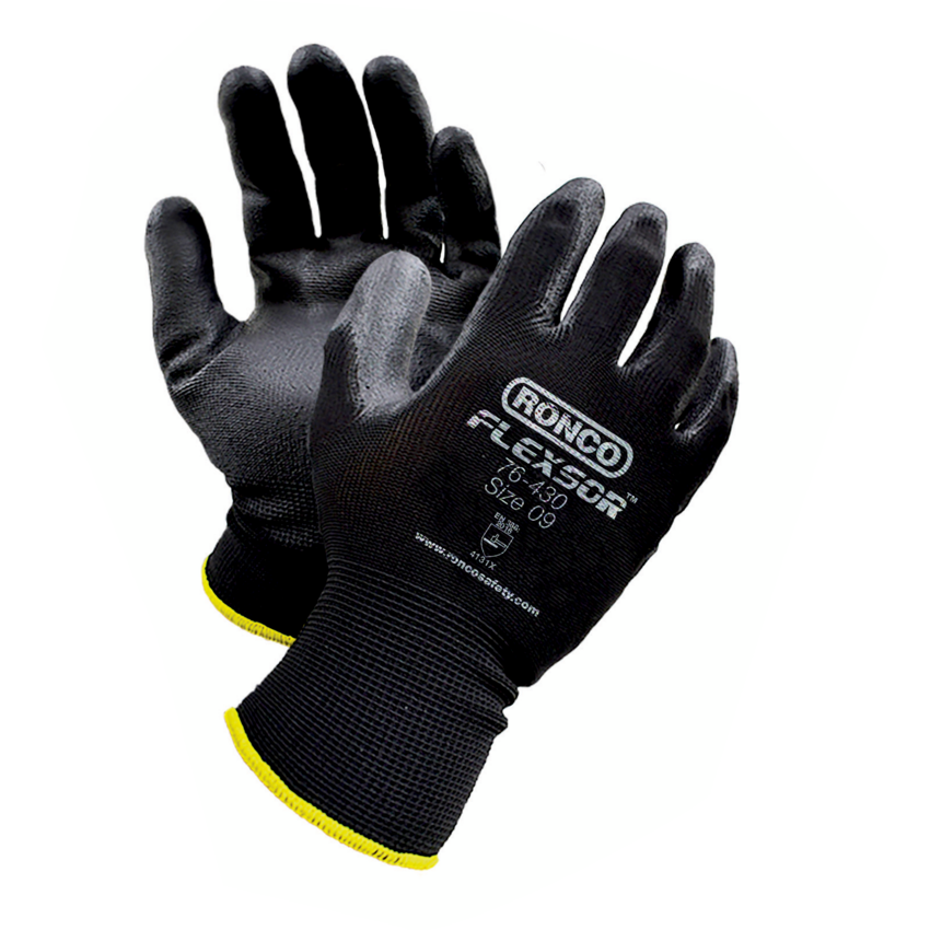 Ronco Flexsor Nitrile Palm-Coated Gloves — Large, 12-Pack