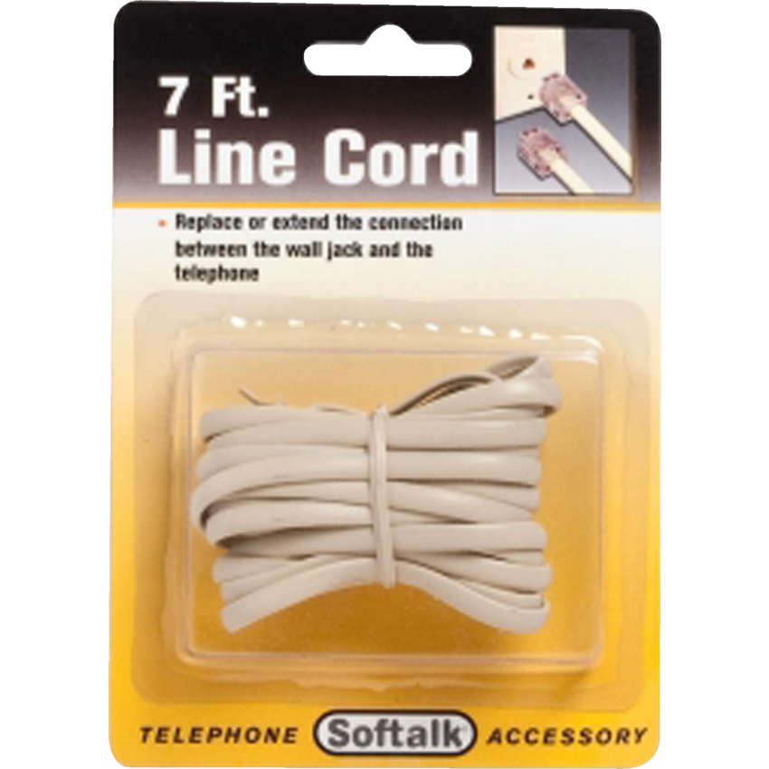 Softalk Telephone Extension Cord with Coupler — 7 ft, Ivory