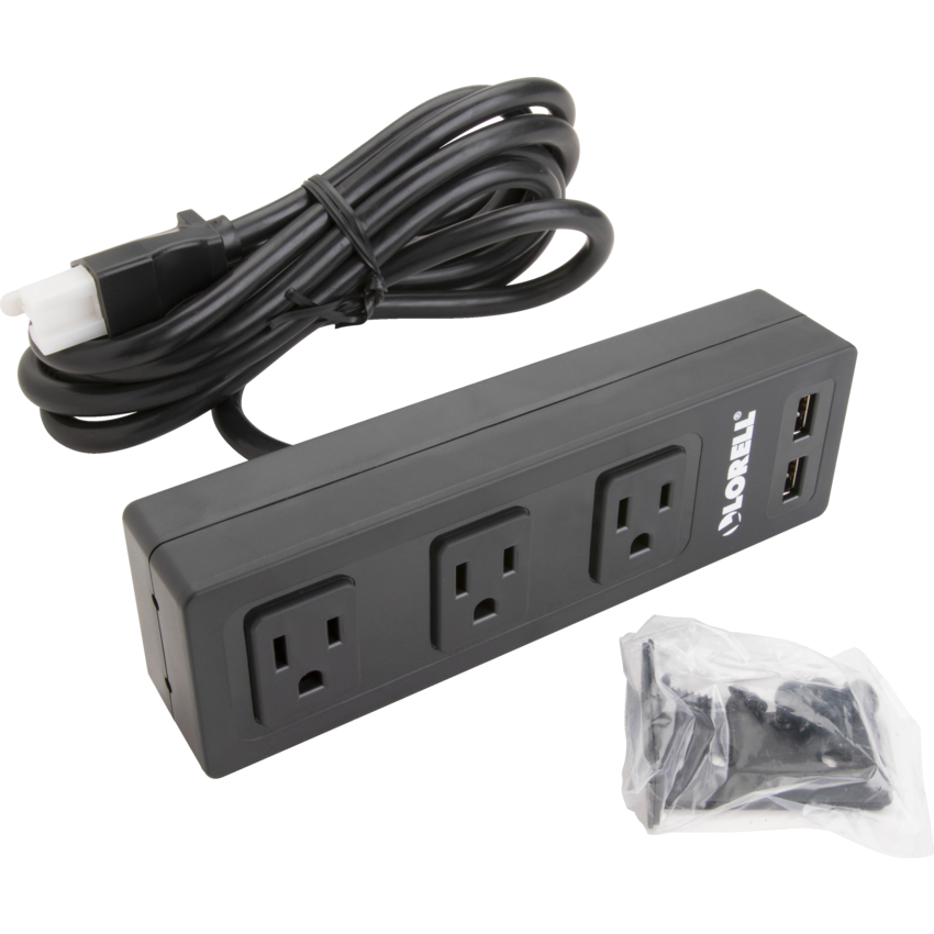 Multiprise avec USB à fixer sous le bureau Noir