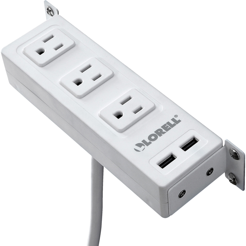 Bloc multiprise avec USB, à fixer sous le bureau, blanc