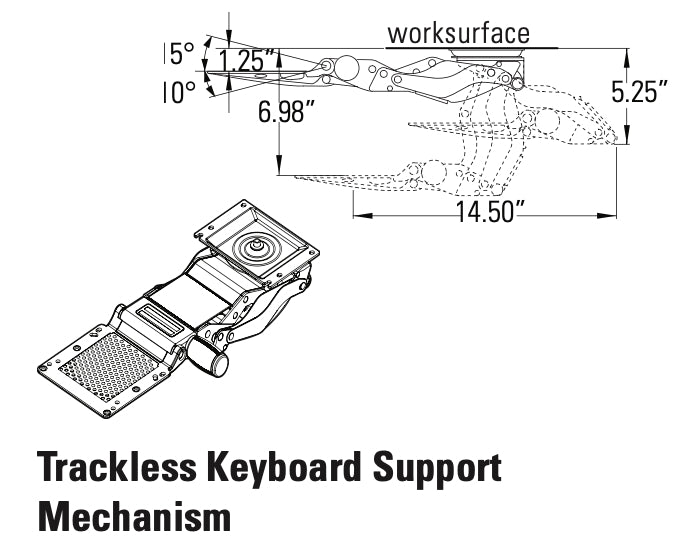 Trackless Keyboard Support Mechanism (tray sold separately)