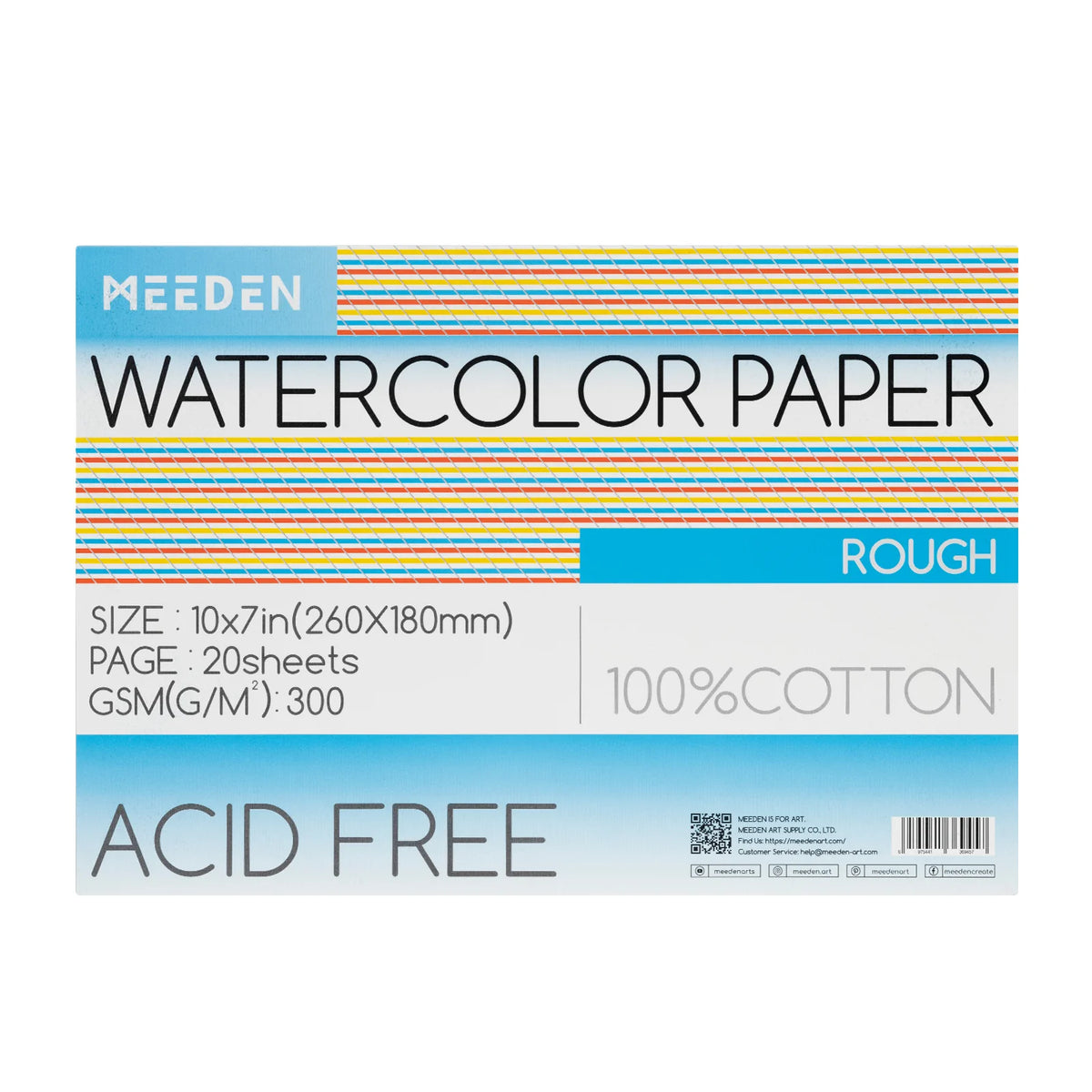Watercolour Paper Pad — Black, 10 x 7 in, 140 lb, Rough, 20 Sheets