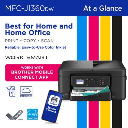 Printer Inkjet Wireless Colour MFCJ1360DW