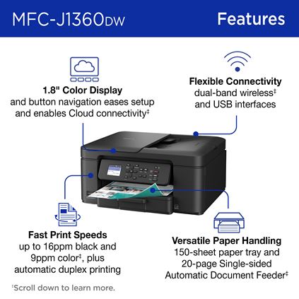 Brother MFC-J1360DW Wireless Colour Inkjet All-in-One Printer