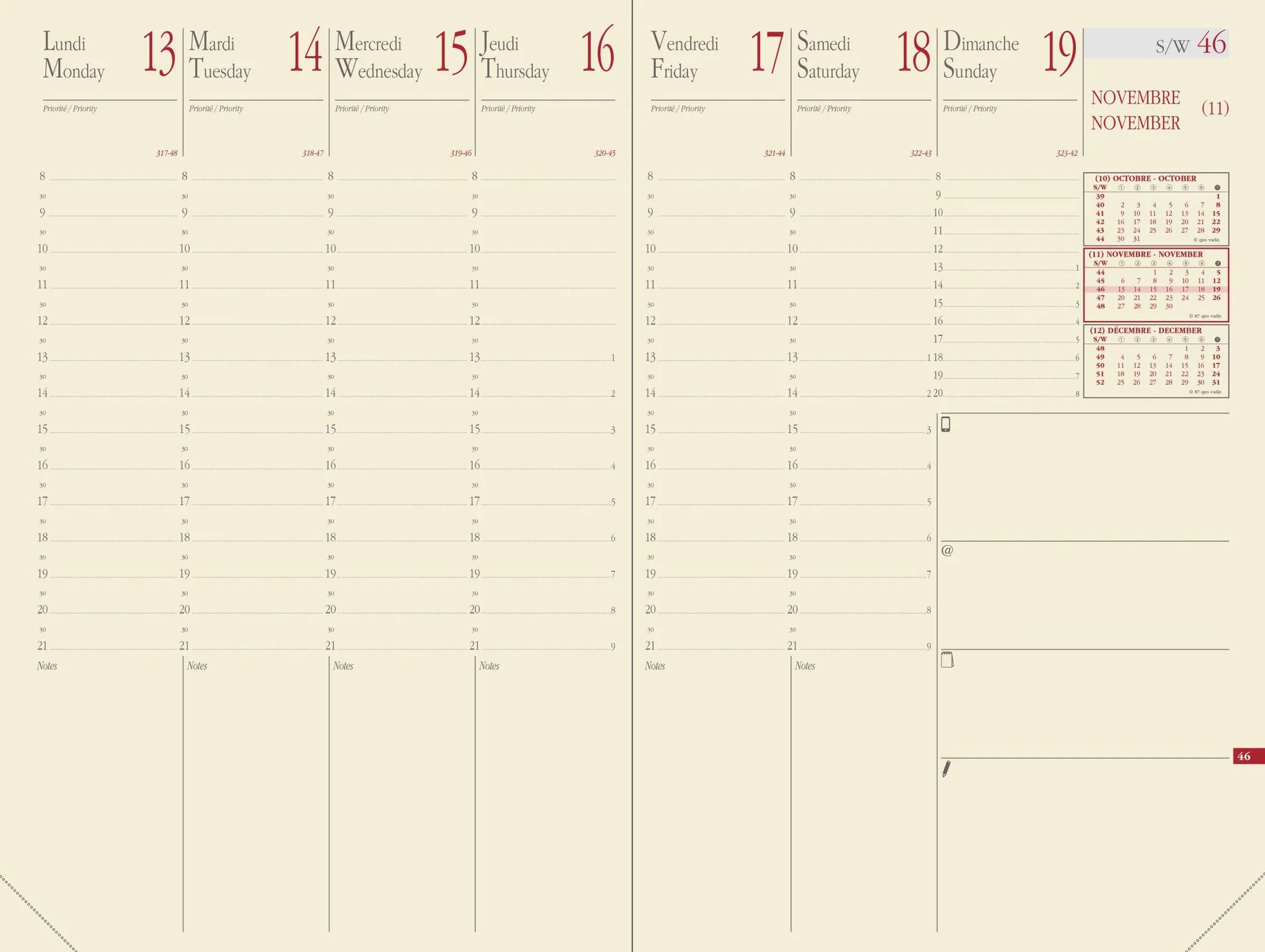Planner Refill Weekly Minister Prestige 2026