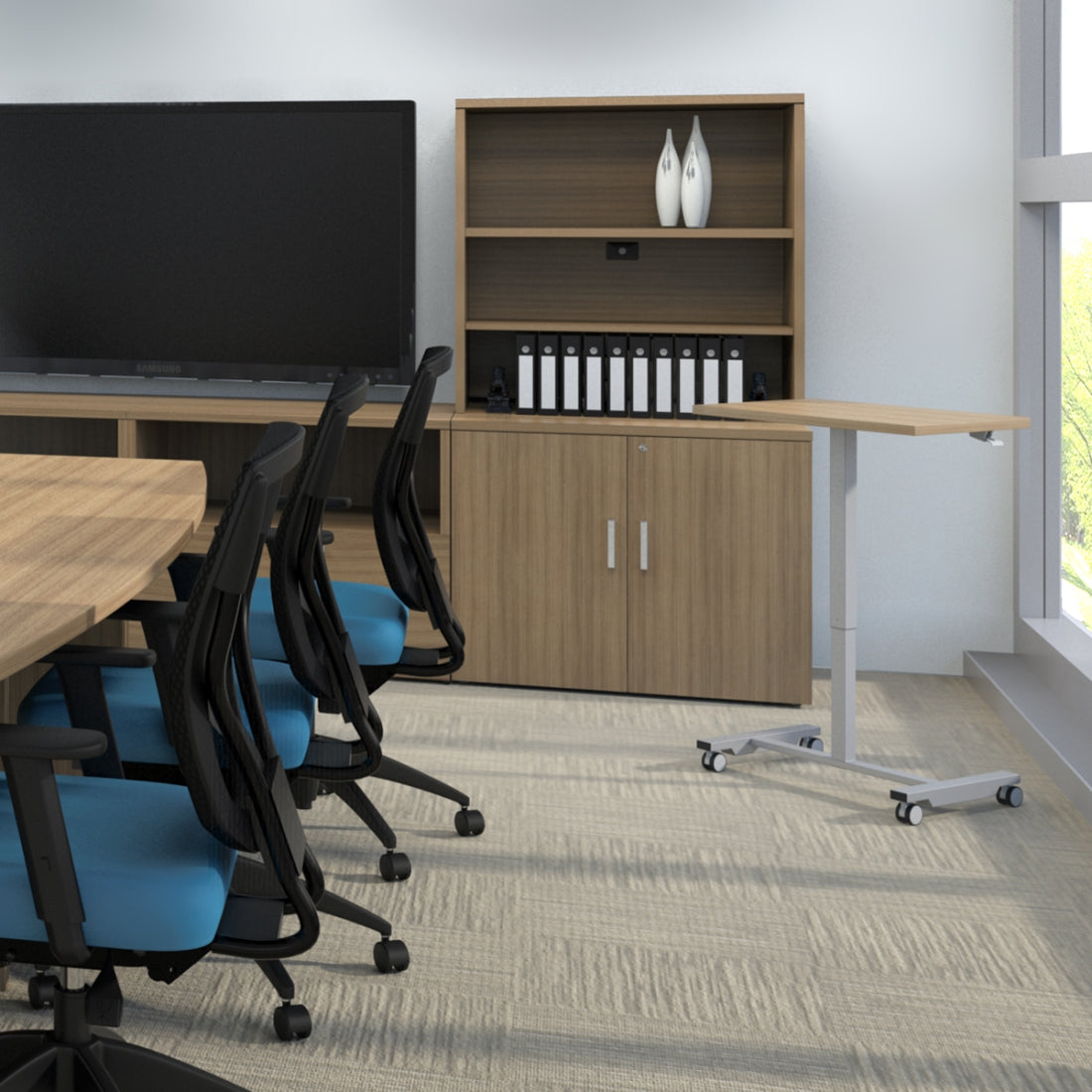 Offices To Go Newland Height-Adjustable Personal Table – in use