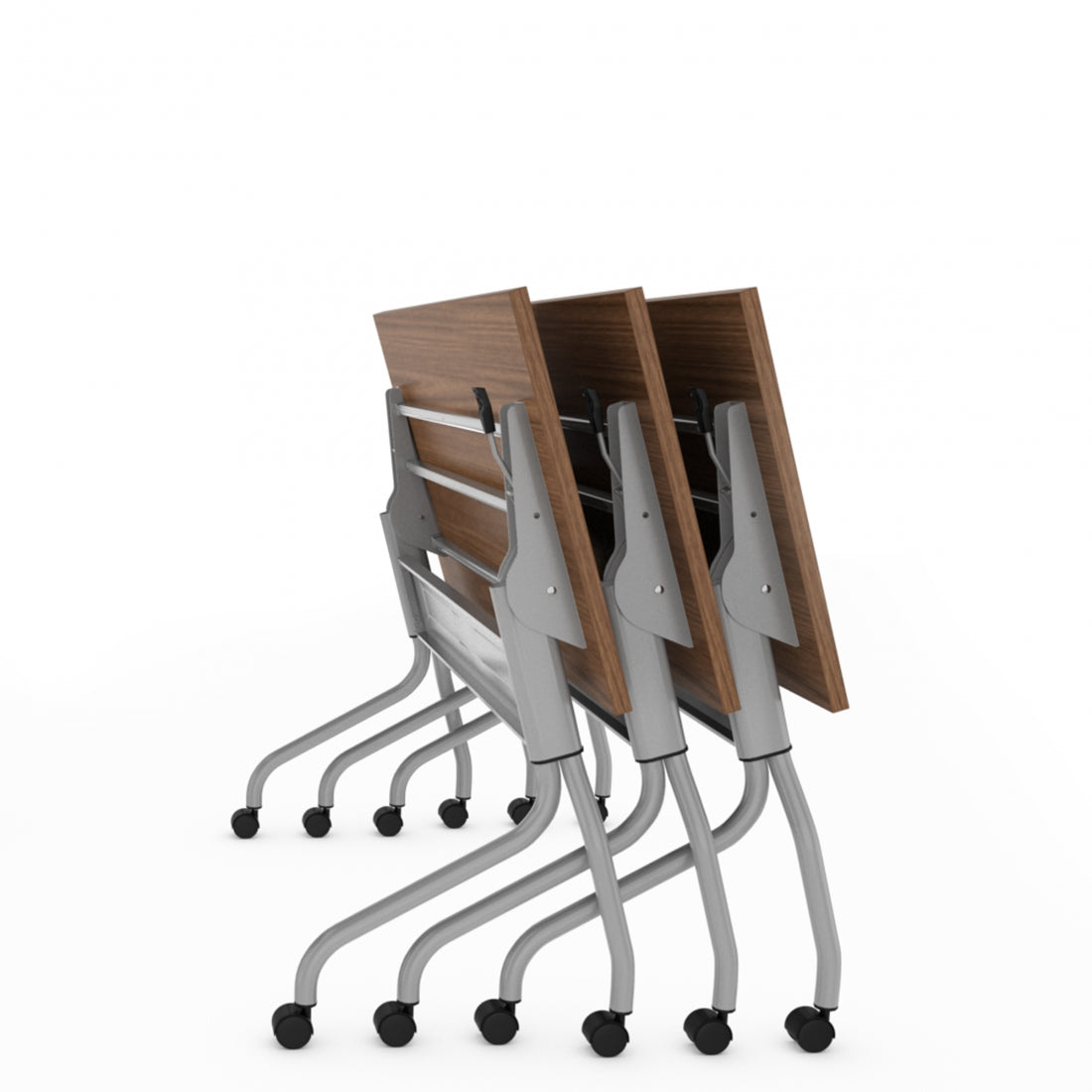 Offices To Go Newland Flip-Top Training Table with Tungsten Legs – nested for storage