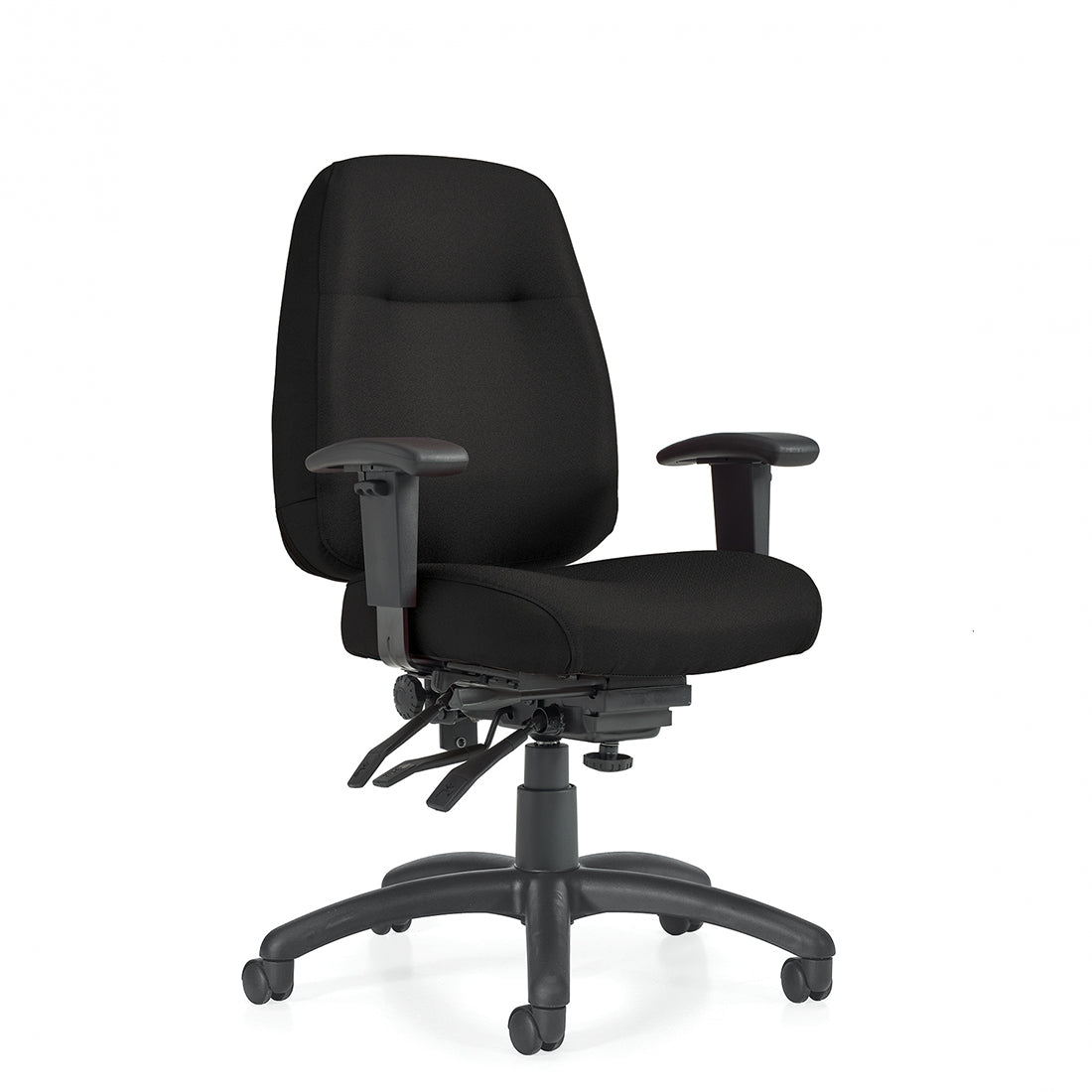 Fauteuil de bureau ergonomique multiclinqueurs à temps plein – Noir