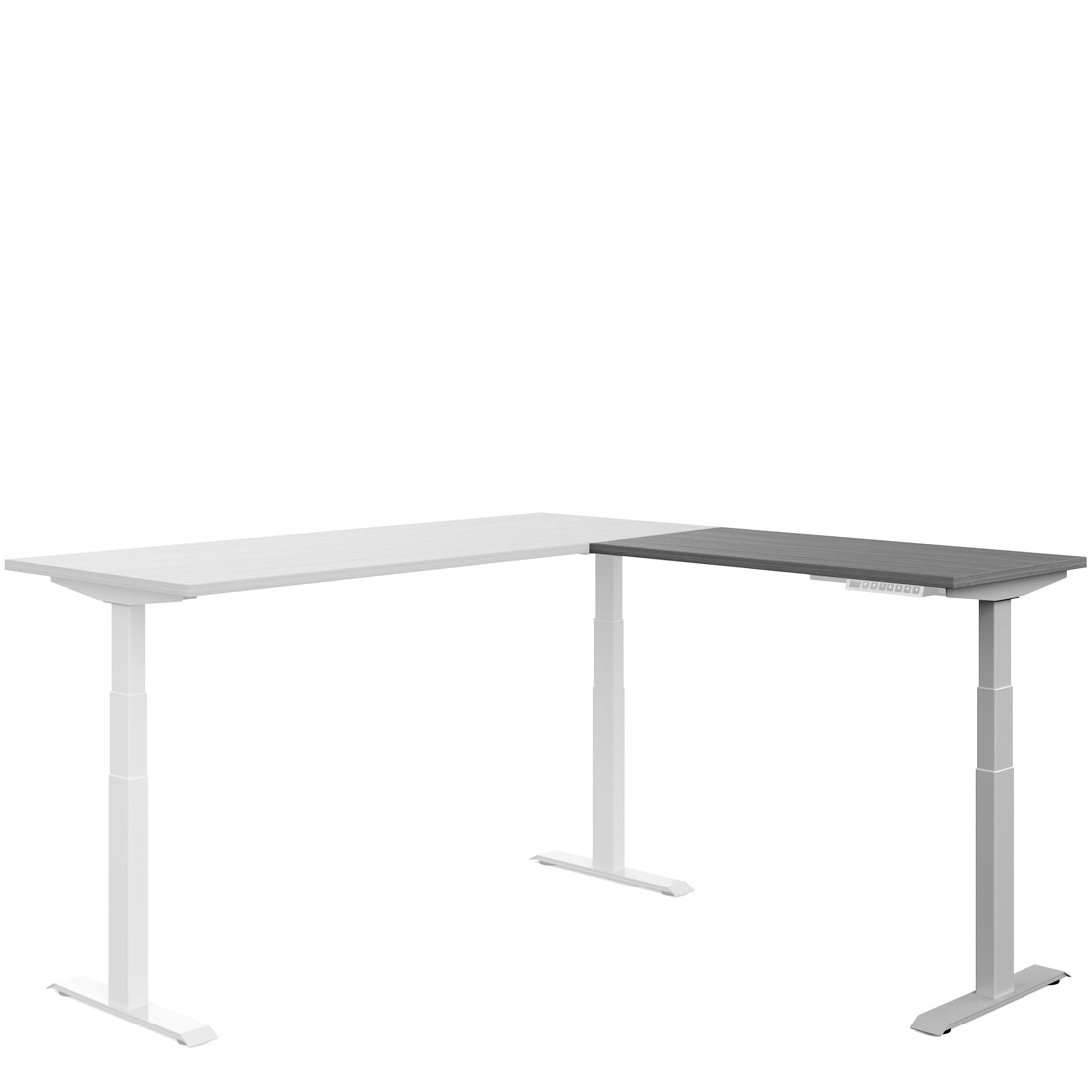 Offices To Go Newland Height-Adjustable L-Return Kit (3rd Leg + Top) – Absolute Acajou with Tungsten legs