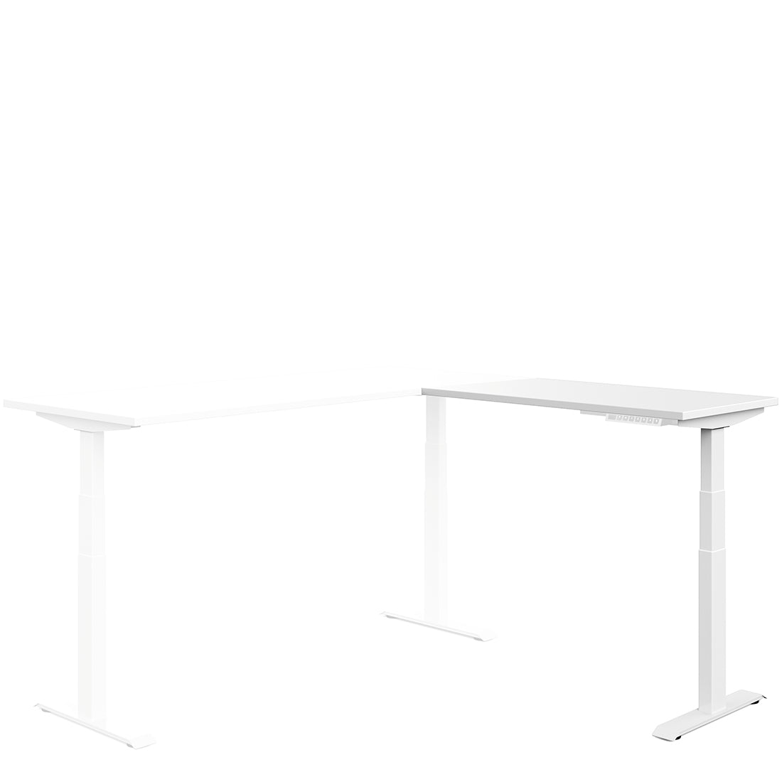Offices To Go Newland Height-Adjustable L-Return Kit (3rd Leg + Top) – Designer White with Designer White legs