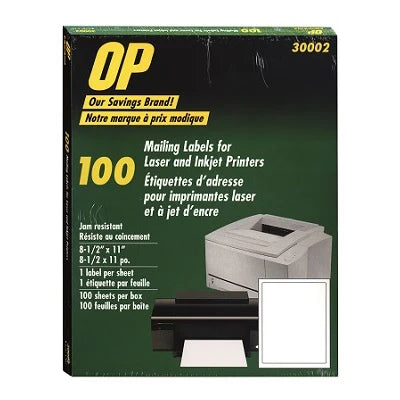 Printable Labels 8.5X11 - Single Sheet