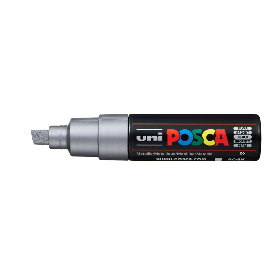 POSCA PC-8K Broad Chisel Tip Paint Marker – Silver 26
