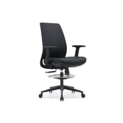 Pontus Drafting Chair - Casters & Arms - Polypropylene-Back & Polypropylene-Seat - Black