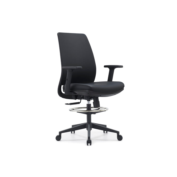 Pontus Drafting Chair - Casters & Arms - Polypropylene-Back & Polypropylene-Seat - Black