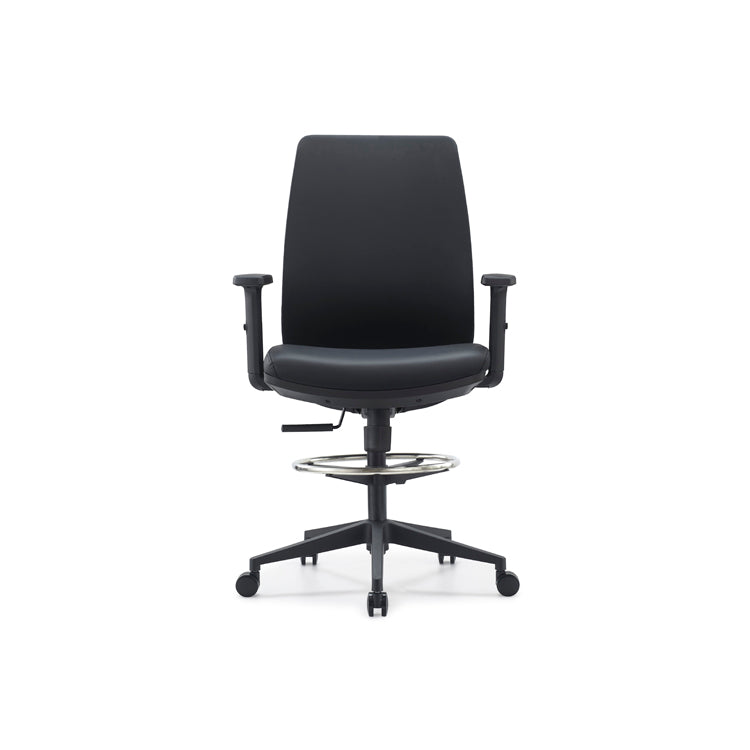 Pontus Drafting Chair - Casters & Arms - Polypropylene-Back & Polypropylene-Seat - Black