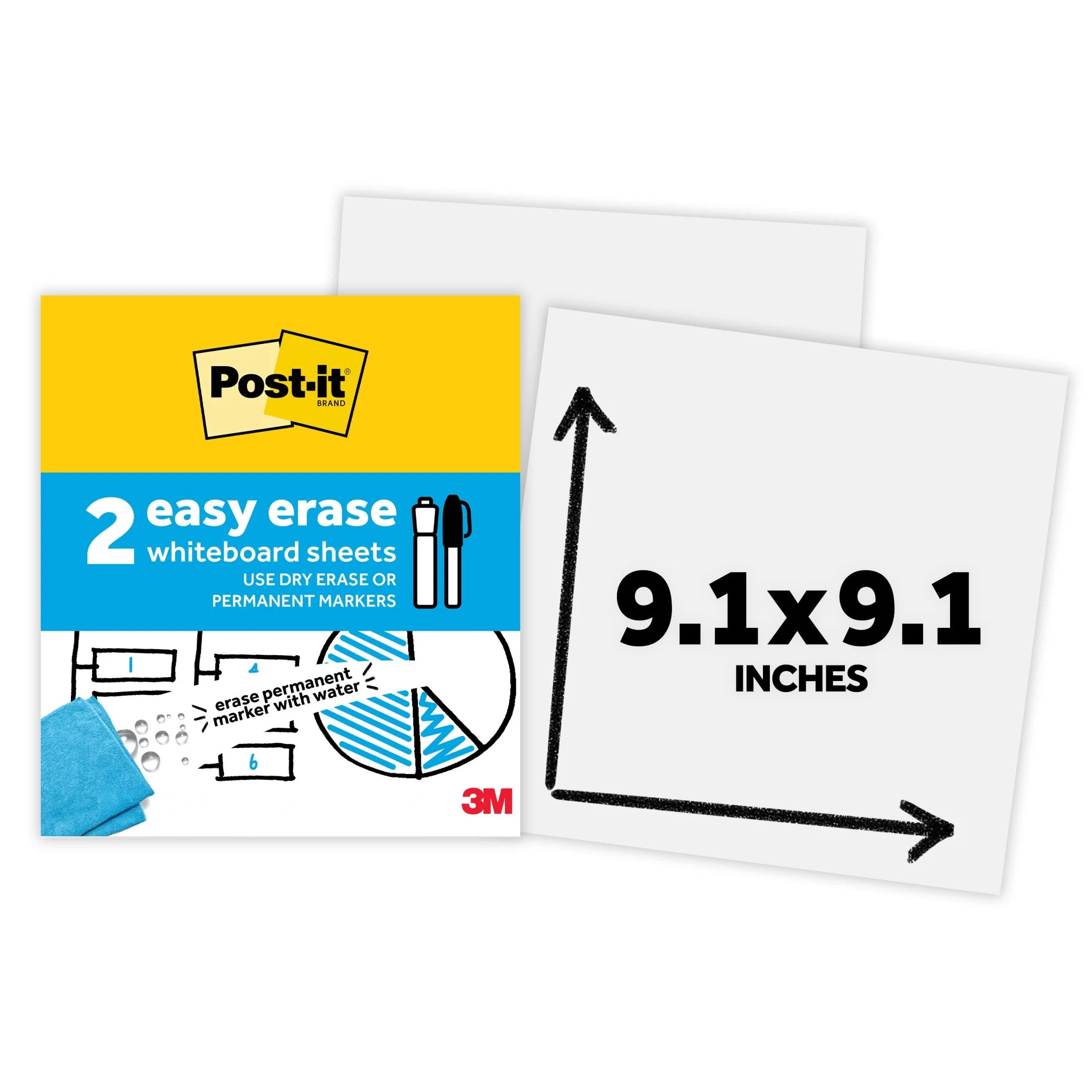 Post-it Easy Erase Flex Whiteboard Surfaces / Two 9.1" x 9.1" Sheets