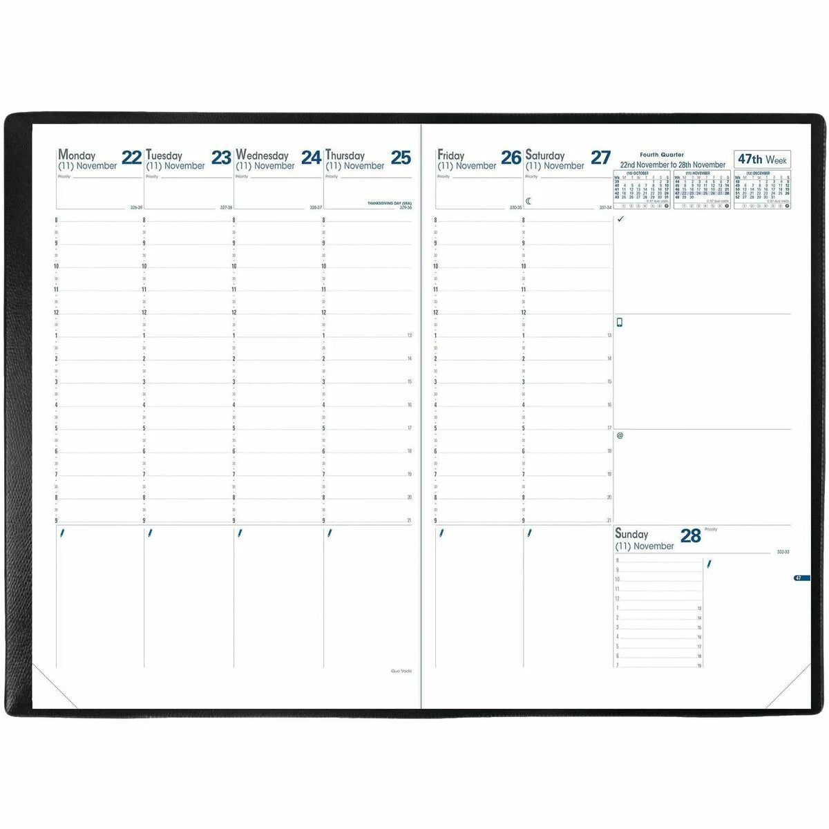 Quo Vadis Prenote Weekly Planner Refill 2027 — 13-Month, English, 8.5 x 11.5 in.