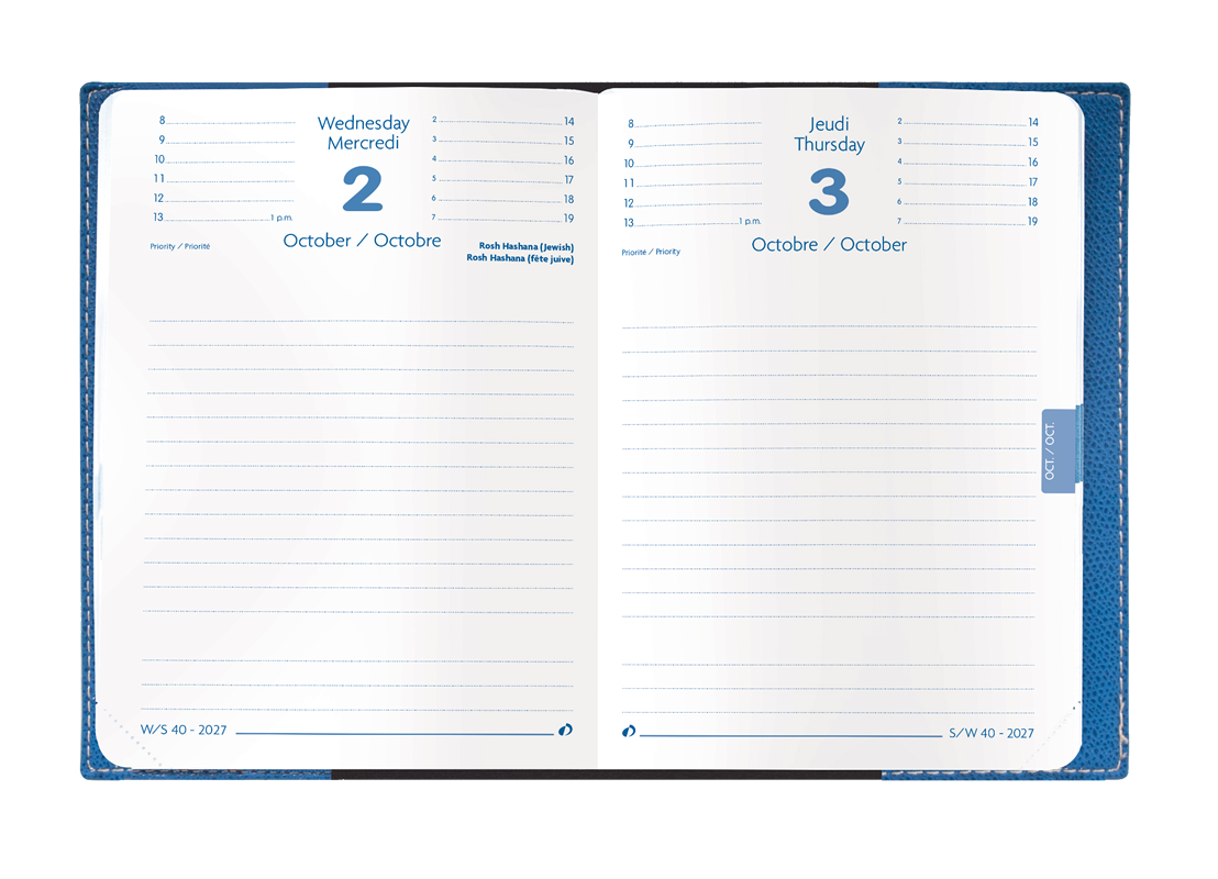 Quo Vadis Textagenda Academic Daily Planner 2026/27, Bilingual, Blue, 4-3/4"x6-3/4"