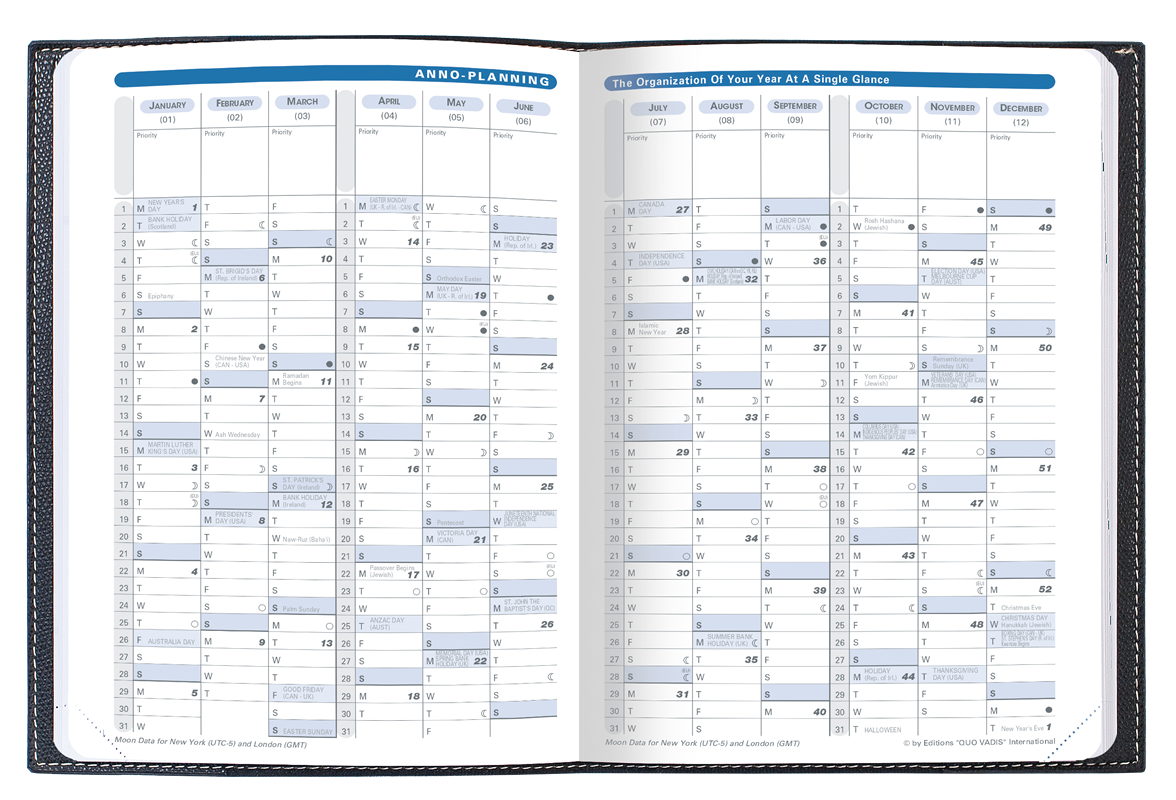 Quo Vadis Trinote Freeport Weekly Planner 2027, 13-Month Dec-Dec, English, Black, 9-1/2"x7-1/4"