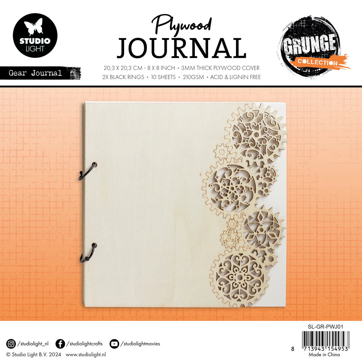 Album de scrapbooking en bois 8x8" 14 pièces