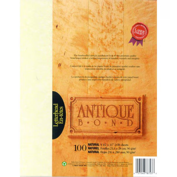 St. James Antique Bond Letterhead Paper 8.5" x 11" Natural - 100 Sheets, 24lb