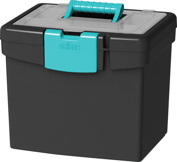 Storex File Storage Box with XLStorage Lid Black/Teal
