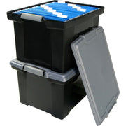 Storex -  Portable File Tote Black/Gray