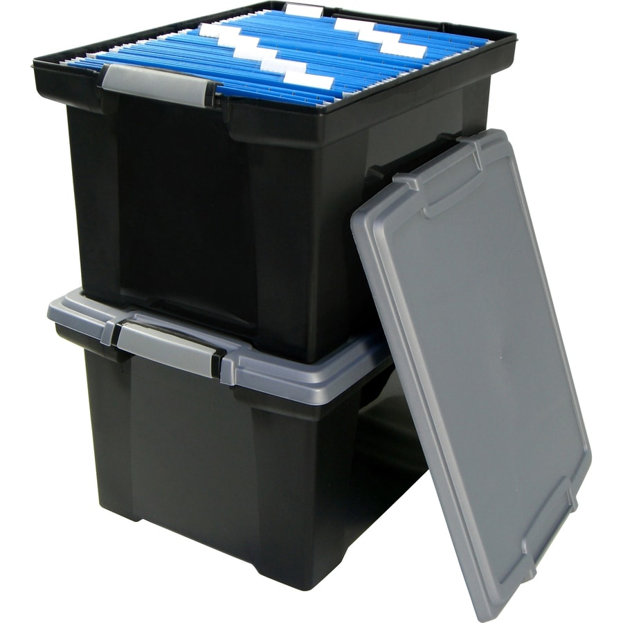 Storex -  Portable File Tote Black/Gray