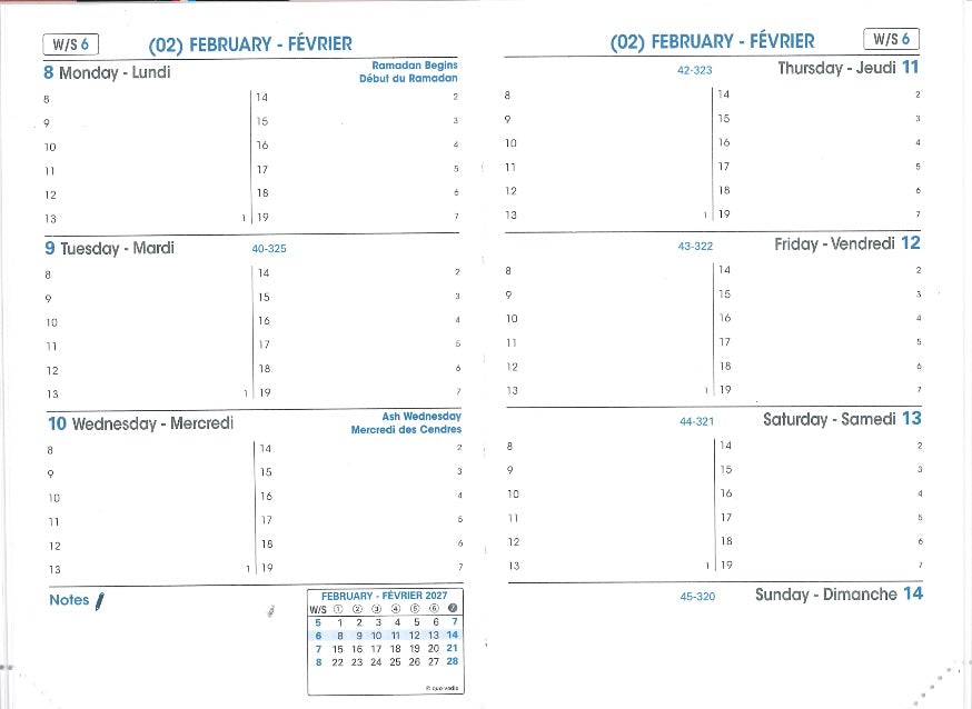 Quo Vadis Sapa X Academic Weekly Planner Refill 2026/27, 3-1/2"x5-1/2"