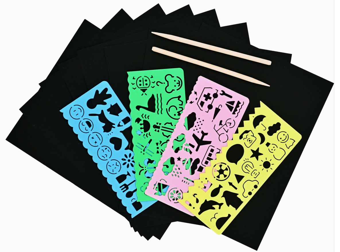 Deluxe Scratch & Sketch Sheets with Stencils