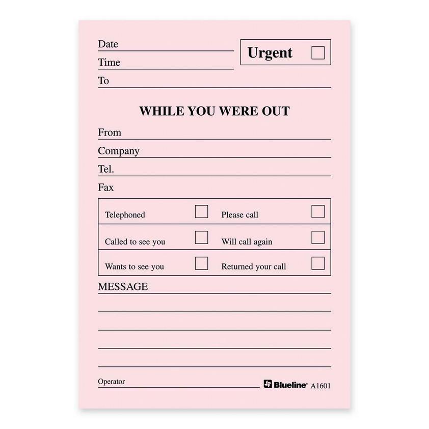 Blueline Telephone Message Pad