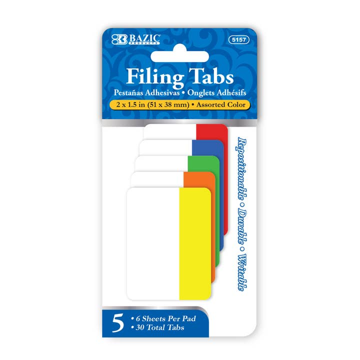 Filing Tabs Assorted Coloured