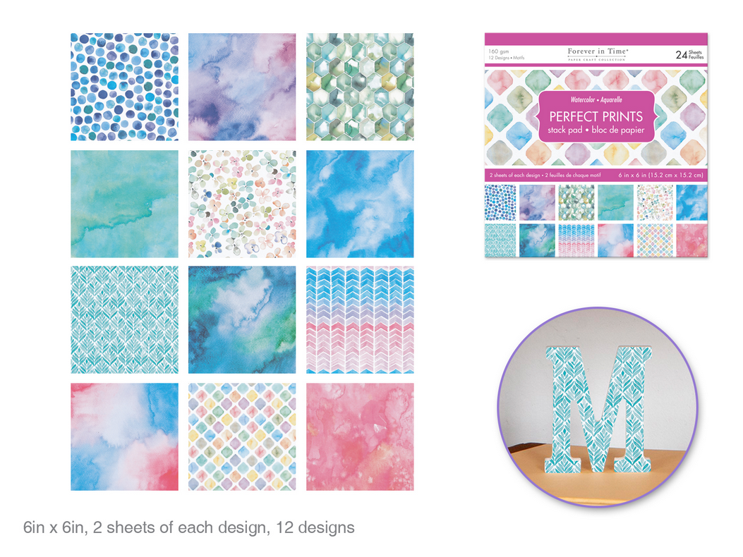 PAD 6X6" PRINTS 24PK WATERCLR