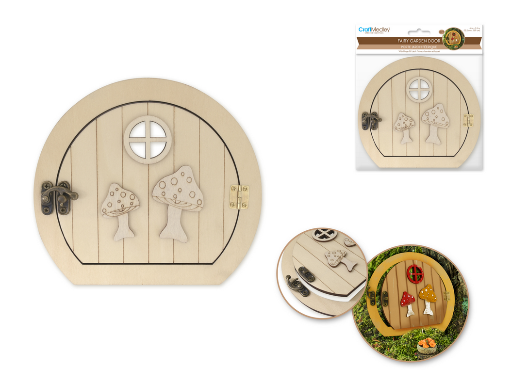 Wood Fairy Door 6inch Round Mushroom