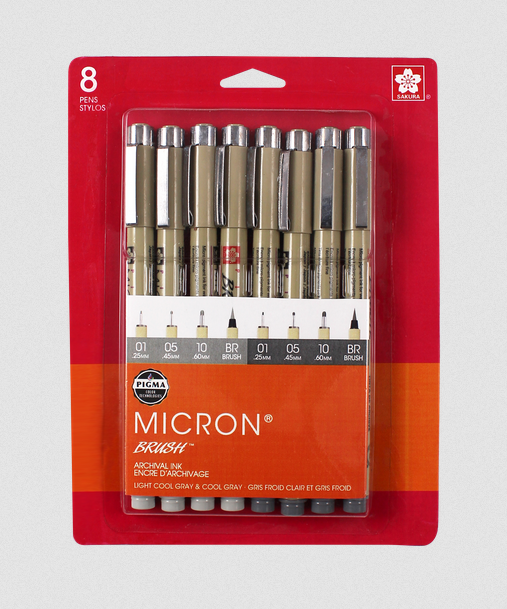 Pigma Micron 8 set Grey Scale