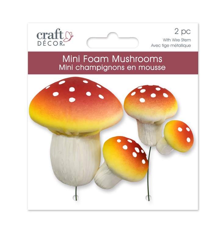 Foam Mushrooms 2pk Red