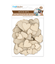 Wood Bits 60pc Hearts