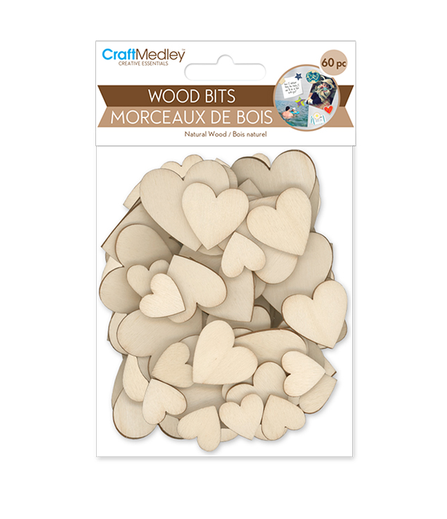 Wood Bits 60pc Hearts