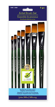 Brush 7 Set Flats Nylon/Wood