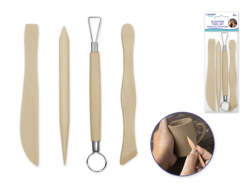 Clay Sculpting Tool Set, Wood 4pk