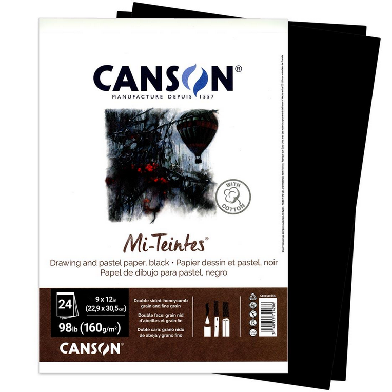 Canson Mi-Teintes Black Paper Pad 9x12