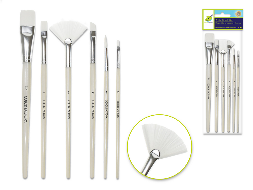 Brush 6pc Set White Nylon